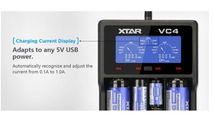 xtar-เครื่องชาร์จเปล่า-vc4-usb-ของแท้-จอดิจิตอล
