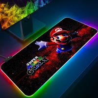 เกม Super Mario RGB เมาส์และคีย์บอร์ดเกมส์พีซีแผ่นรองเมาส์เบาะรอง LED เรืองแสงแผ่นรองเมาส์คีย์บอร์ดเกม Mausepad