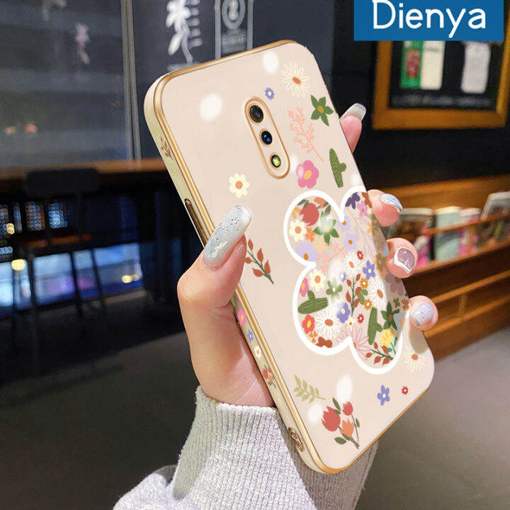 เคส-dienya-สำหรับ-realme-x-เคสลายการ์ตูนน่ารักลายดอกไม้สีสันสดใสสวยงามเคสมือถือนิ่มกันกระแทกเคสซิลิโคนขอบสี่เหลี่ยมฝาหลังแบบเต็มเคสกันกระแทกกล้อง