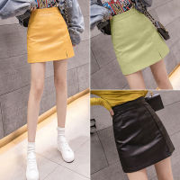 WERUERUYU Summer Fashion Elegant Women Pu Leather Skirt Casual High Waist Mini Skirt Ladies A-line Short Skirts Black Yellow