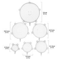 6ชิ้นฝาปิดบรรจุภัณฑ์ซิลิโคนอาหารนำมาใช้ใหม่ได้อาหารสดซิลิโคนฝาปิดผนึกยืดฝาชามปลอกอุปกรณ์ทำครัวเก็บอาหาร BXG3721