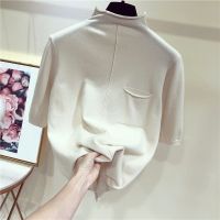 Half sleeve tops women knitted sweater half turtleneck short sleeve pullover 9colors 2021 Autumn