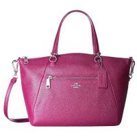 กระเป๋าถือ COACH แท้ หนังแท้ หนังนิ่ม รุ่นหรู มีสายยาว มีช่องด้านหน้า COACH 34340 PRAIRIE SATCHEL IN PEBBLE LEATHER Cyclamen