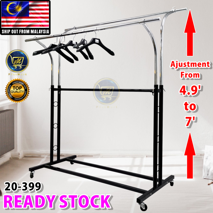 Double Rod Height Adjustment Chrome Steel Clothes Rack Y Stand 20-399 ...