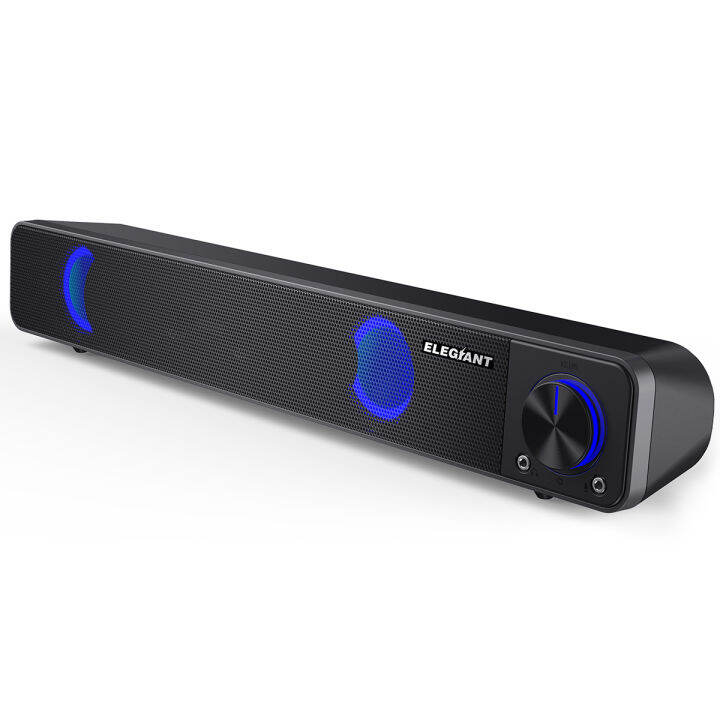 elegiant-mini-soundbar-สเตอริโอยูเอสบีคอมพิวเตอร์ลำโพงไฟ-led-ควบคุมระดับเสียงพร้อมไมโครโฟนสำหรับแท็บเล็ตพีซีเดสก์ท็อปโปรเจคเตอร์