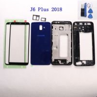 Samsung Galaxy J6บวก2018 J6 J610fn J610f J610g ที่อยู่อาศัยเต็มรูปแบบฝาครอบหน้าจอ Lcd กรอบกลางด้านหน้าด้านนอกเลนส์ประตู