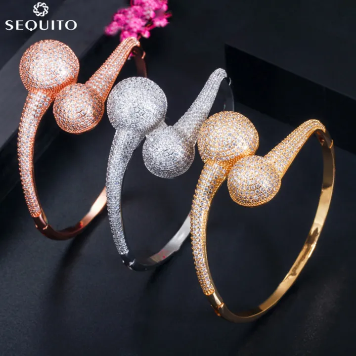 sequito-กำไลข้อมือเพชรสังเคราะห์เคลือบกุหลาบทองเงินสีเหลืองประดับเพชรทรงกลมสองชั้นสำหรับ-b177สุภาพสตรี