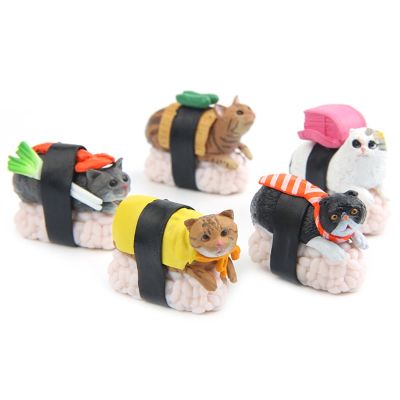 【cw】 Kawaii Sushi Miniature Figurine Bonsai Decoration mini fairy garden animal statue resin craft Car Ornament gift ！