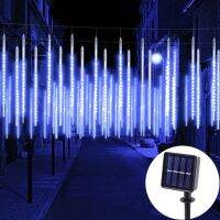 30/50CM LED Solar Meteor Shower Rain Lights Waterproof Falling Raindrop Fairy String Light for Street Garland Ramadan Holiday