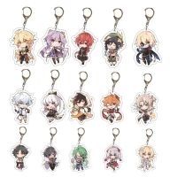 Anime Game Genshin Impact Key Chain Ring Transparent Acrylic Keyring Jewelry Liza Mona Razor Figure Keychain Bag Pendant Gift