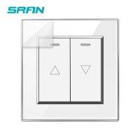 SRAN UK 2gang Roller shutter switchCrystal Acrylic panel 86mmx86mm Momentary reset switch white/black/gold A1010-24W