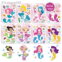 4-24sheets Make Your Own Mermaid Stickers for Kids Funny Make A Face Jigsaw Puzzle Sticker Children Girls DIY Party Favor Gifts