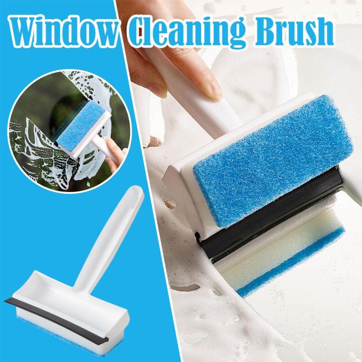 Glass Cleaning Brush Double-sided Window Sponge Handle Brush Window ...