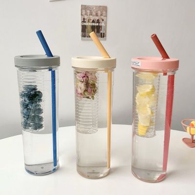 Straw Cup Fruits Filter Water Bottle Plastic Outdoor Drinkware Waterbottle Juice Cups Durable Portable Gadgets