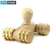 ℡❇ BYEPAIN Solid Wood Full-body Four Wheels Wooden Car Roller Relaxing Hand Massage Tool Reflexology Face Foot Back Body Therapy