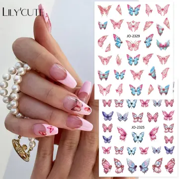 Cheap Nail Simulation Laser Butterfly Stickers 3D Stickers Waterproof Cute  Butterfly Nail Stickers