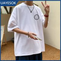 UAYESOK-เสื้อย้อนยุค 90 แขนสั้นกระแสสีสันสดใสเสื้อคอกลมแขนสั้นเสื้อยืดแขนสั้น