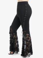 Asdsadsaaff ROSEGAL-โกธิคแบล็คพาเนล Calças Femininas Cintura Alta Overlength Leggal ผอมดึงบน4x Plissadas