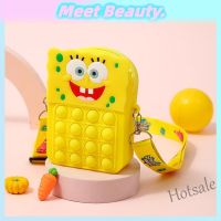 【hot sale】✥✾ C16 SpongeBob SquarePants Pop It Messenger Bag Coin Purse Keychain Wallet Fidget Toys Push Bubble Anti-stress Childrens Toy