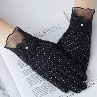 Women Fashion Knit Lace Driving Touch Screen Thin Cotton Gloves Sexy Summer UV Sunscreen Short Sun Bow Dots Flower Glove I29