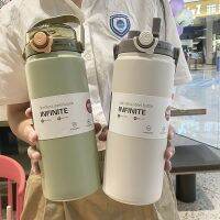 1.2L ขวดเทอร์โมแก้วความจุมากด้วยสแตนเลสฟางขวดน้ำร้อนถ้วยน้ำร้อนเย็นและร้อนกระติกน้ำสุญญากาศ Lindaf.