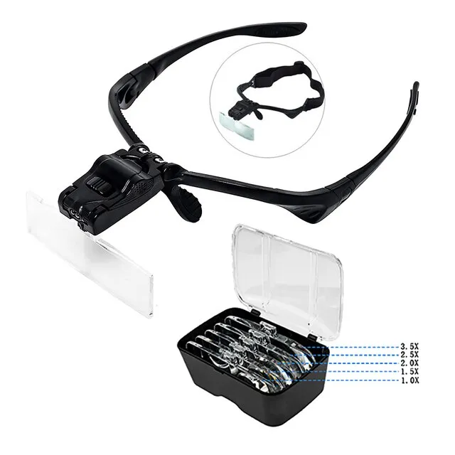 Reading for Glass Magnifying Glasses Headband Illuminated Lighting Led