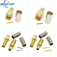 10pcs/lot SMA Male/Female Crimp RG58 RG142 LMR195 RG400 Cable Straight RF Connector Gold Plated 50 Ohm BEVOTOP