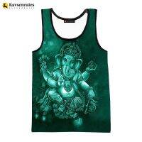 hot【DT】 2023 Hot Sale Ganesh Elephant-Headed Hinduism Men Streetwear Oversized Sleeveless Shirts