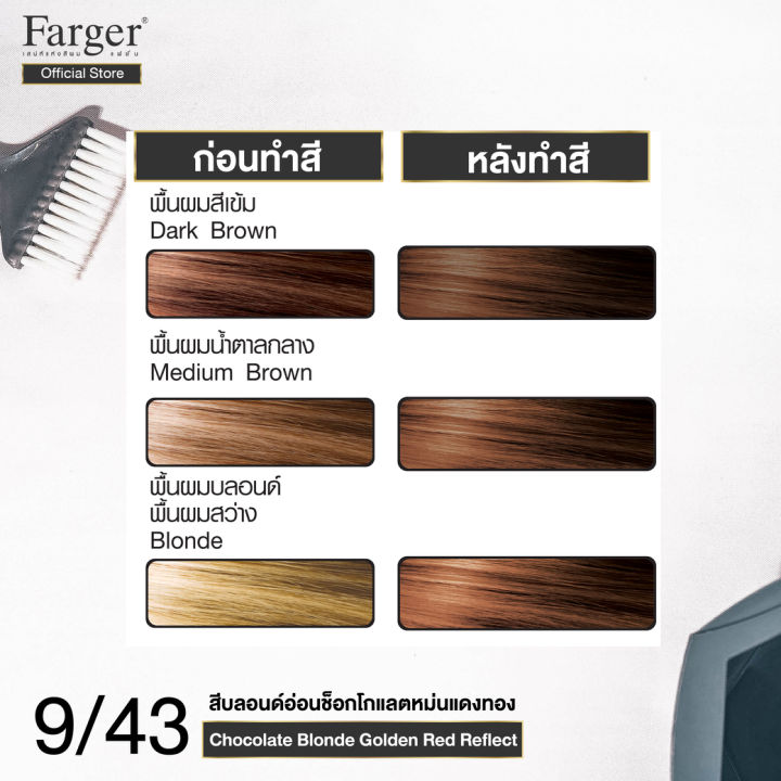 ครีมเปลี่ยนสีผมแฟชั่น-เบอร์-9-43-สีบลอนด์อ่อนช็อกโกแลตหม่นแดงทอง