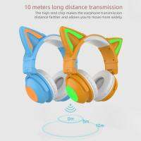 RGB Pink Girls Cat Ear Wrieless Headphones With Mic Noise Cancelling Bluetooth-compatible Kid Headset Gamer Child Removable