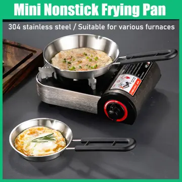 Thickened SUS 304 Stainless Steel Mini Frying Pan With Wooden Handle, For Fried  Eggs And Breakfast In Kitchen