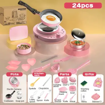 Real Mini Kitchen Cooking Set for Miniature Food Cooking