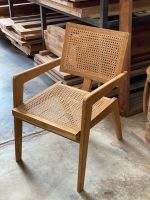 ส่งฟรี เก้าอี้ไม้สัก พื้นหวาย พนักพิงหวาย มีที่พักแขน / Rattan dining chairs with arms