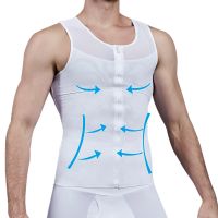 Mens Compression Shirt Slimming Body Shaper Tank Top Workout Tank Top Tummy Control Tank Top Zipper Sleeveless Shapewear