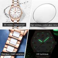 OLEVS 6637 Waterproof Full-Automatic High Quality Women Wristwatches Fashion Automatic Mechanical Ceramic Strap Watch For Women