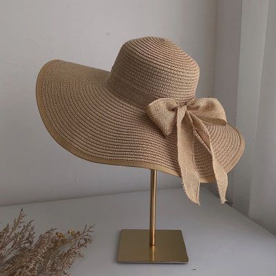 หมวกฟาง หมวกฟางพับได้ ผู้หญิง ฤดูร้อน ชายหาด วันหยุด ครีมกันแดด หมวกชายหาด ปีกกว้าง หมวกกันแดด A707