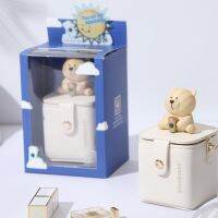 Starbuck พวงกุญแจฤดูร้อนใหม่ Flying Bear สีเหลืองสีฟ้าจี้กระเป๋า Creative Mini Storage น่ารักคู่ Gift