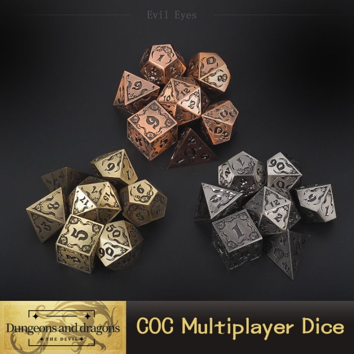 LZ】 Metal Digital Dice 7 Pcs de Horus Poliedro Material metálico Masmorras  e Dragões Multiplayer Role-Playing Game Board Metal Dice