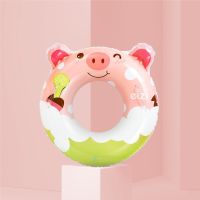 1PCS New PVC thick handle childrens inflatable swimming ring anti-rollover cartoon cute swimming ring love bath pig float ring