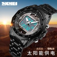 【July hot】 beauty solar energy watch mens business sports waterproof luminous display multi-function electronic men