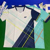 Yonex เวอร์ชั่นสูทเกาหลีแขนสั้นสำหรับทั้งหญิงและชายชุดแบดมินตันใหม่สำหรับการแข่งขันเสื้อผ้าแห้งเร็วชุดฝึกซ้อมใส่วิ่งสันทนาการ