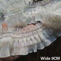 [HOT!] 9CM Wide Beautiful White Black Stretch Lace Chiffon Fabric Dress Collar Ruffle Trim Ribbon DIY Sewing Wedding Guipure Lace Decor