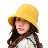 Autumn And Winter Korean Version Of Wild Basin Hat Warm Woolen Pure Color Fisherman Hat Knitted Bucket Hat