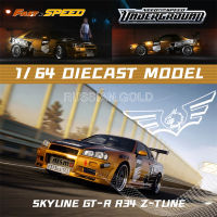 ** พรีออเดอร์ ** Fast Speed FS 1:64 Skyline GT-R R34 Z-Tune NFS ต้องการความเร็ว7 Underground Diecast Model Car