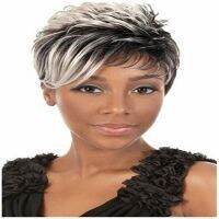 HAIRJOY  Mix Color  Short Straight  Heat Resistant Synthetic Hair Wig For Black Woman