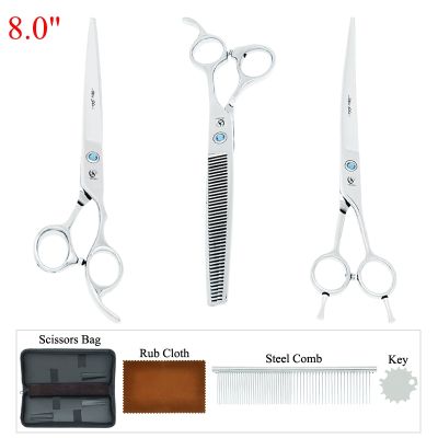 8 inch Pet Grooming Scissors Japan Steel Dog Hair Cutting Shears Thinning Clipper Curved Scissors Animal Styling Supplies B0042A