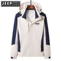 JEEP SPIRIT 1941 ESTD Jacket ผู้ชายและผู้หญิง Windproof กันน้ำกลางแจ้ง Windbreaker ฤดูใบไม้ผลิและฤดูใบไม้ร่วงบางส่วนแบรนด์น้ำชั้นเดียวชุดปีนเขาคู่เสื้อเดียวกัน