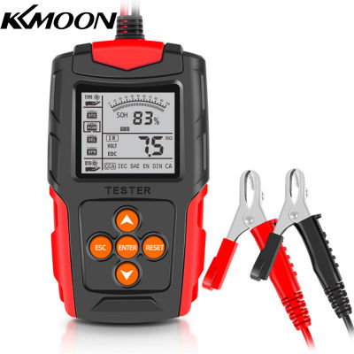 KKmoon เครื่องทดสอบแบตเตอรี่รถยนต์12V/24V,เครื่องวิเคราะห์แบตเตอรี่ LCD ดิจิตอลเครื่องมือการวินิจฉัยสำหรับการชาร์จรถยนต์สีแดงรถยนต์รถบรรทุกจักรยานยนต์