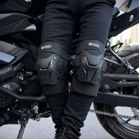 1 Pair Motorcycle Knee Elbow Pads Shock Absorption Keep Warm Elbow Knee Pad Safety Protector with Reflective Strips for Cycling Knee Shin Protection