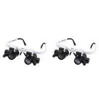 2pcs 9892H-1 Spectacle Magnifier Multifunctional Headband Magnifying Glasses with Light with 8X 15X 23X Lens